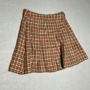 NWT Small Plaid A Line mini Skirt Red Brown Tan Women's Casual small 90's Y2K